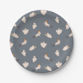 よくはしゃぐ幽霊ハロウィーンパターン ペーパープレート (正面)