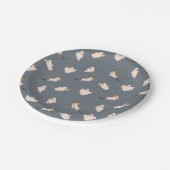 よくはしゃぐ幽霊ハロウィーンパターン ペーパープレート (アングル)