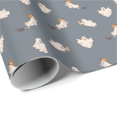 よくはしゃぐ幽霊ハロウィーンパターン ラッピングペーパー (ロールコーナー)