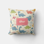 よくはしゃぐ恐竜パタパーソナライズされたーン クッション (正面)