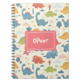 よくはしゃぐ恐竜パタパーソナライズされたーン ノートブック (正面)