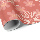 よくはしゃぐ抽象芸術ピンクと黄色の花模様 ラッピングペーパー (ロールコーナー)