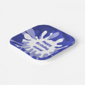 よくはしゃぐ抽象芸術ブルー（ばちゃばちゃ）跳ねる絵画誕生日 ペーパープレート (傾斜あり)