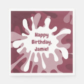 よくはしゃぐ抽象芸術赤(ばちゃばちゃ)跳ねる絵画誕生日 スタンダードランチョンナプキン (正面)