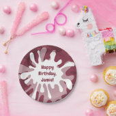 よくはしゃぐ抽象芸術赤（ばちゃばちゃ）跳ねる絵画誕生日 ペーパープレート (パーティー)