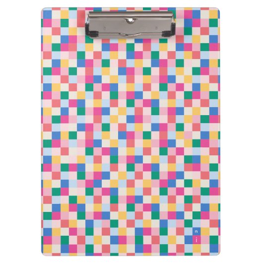 よくはしゃぐ数々の色ブロックのパターン クリップボード (正面)