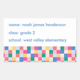 よくはしゃぐ数々の色ブロックのパターン 長方形シール