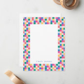 よくはしゃぐ数々の色ブロック枠 ノートカード (正面/裏面インサイチュ)