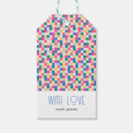 よくはしゃぐ数々の色ブロック ギフトタグ