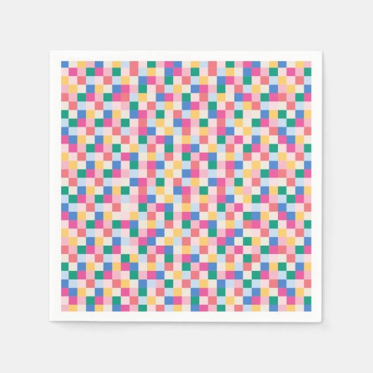 よくはしゃぐ数々の色ブロック スタンダードカクテルナプキン (正面)