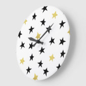 よくはしゃぐ星 – 黒と金ゴールド時計 ラージ壁時計 (傾斜)