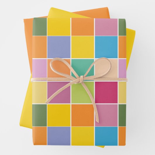 よくはしゃぐ春の市松模様に紙シートのラップ ラッピングペーパーシート (インサイチュ)