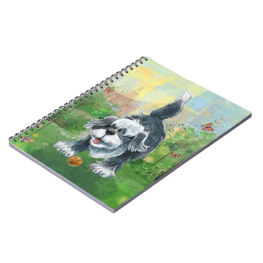 よくはしゃぐ毛むくじゃらの羊の犬 ノートブック (左側)