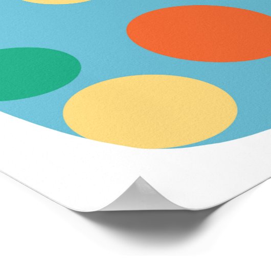 よくはしゃぐ水玉模様ブルーとオレンジの抽象芸術ヘビ ポスター (角)