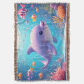 よくはしゃぐ熱帯魚のカラフル中のイルカ スローブランケット (正面縦)