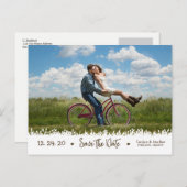 よくはしゃぐ素朴葉縁ど写真日付の保存 案内ポストカード (正面/裏面)