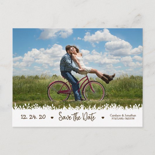 よくはしゃぐ素朴葉縁ど写真日付の保存 案内ポストカード (正面)