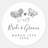 よくはしゃぐ結婚式用シールとおもしろい蝶デザイン ラウンドシール (正面)