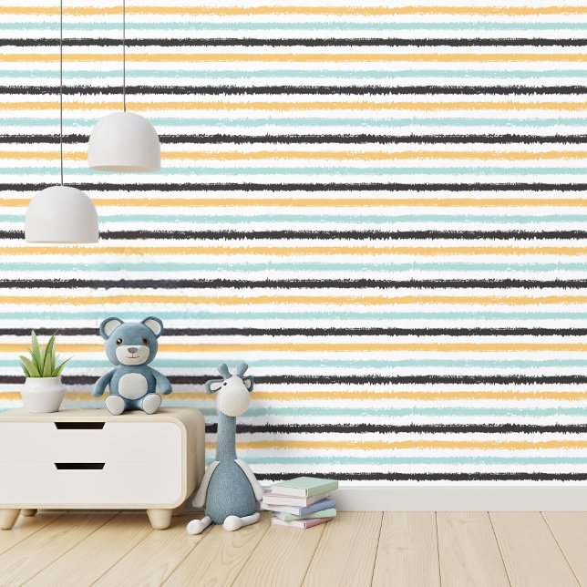 よくはしゃぐ絵を描ストライプ 壁紙 (Whimsical contemporary stripes, the perfect wallpaper for any room!)