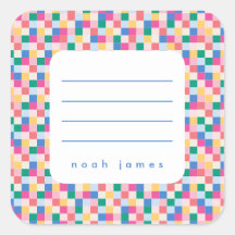 よくはしゃぐ色数々のブロック枠ステッカー