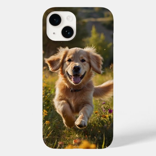 よくはしゃぐ草地で子犬 Case-Mate iPhoneケース (裏面)
