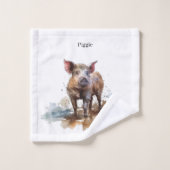 よくはしゃぐ豚カスタム ウォッシュタオル (ウォッシュタオル)