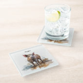 よくはしゃぐ豚カスタム ガラスコースター (アングル)