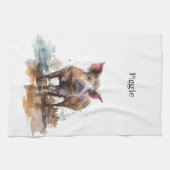 よくはしゃぐ豚カスタム キッチンタオル (横)