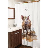 よくはしゃぐ豚カスタム シャワーカーテン