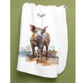 よくはしゃぐ豚カスタム フリースブランケット