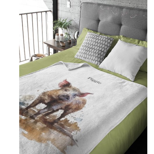 よくはしゃぐ豚カスタム フリースブランケット