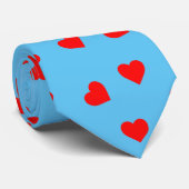 よくはしゃぐ赤いハートスカイブルー ネクタイ (ロール)