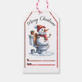 よくはしゃぐ雪だるまラベル ギフトタグ (正面)