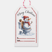 よくはしゃぐ雪だるまラベル ギフトタグ (裏面)