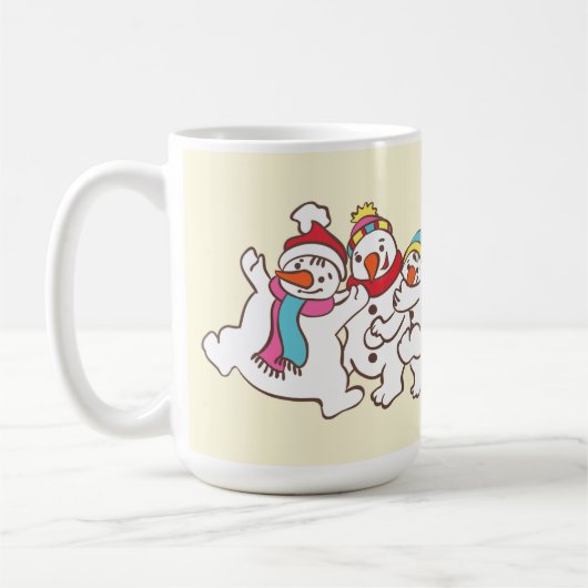 よくはしゃぐ雪だるま コーヒーマグカップ (左)