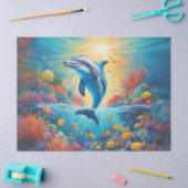 よくはしゃぐ鮮やかDolphin AI生成デザイン 薄葉紙 (クラフト)