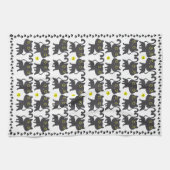 よくはしゃぐ黒猫パターンデザイン キッチンタオル (横)