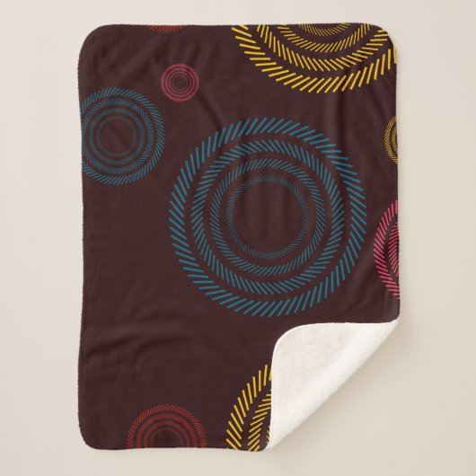 よくはしゃぐ,カラフル,トレンディーカッコいいストライプの円 シェルパブランケット (正面)