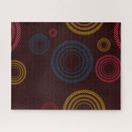 よくはしゃぐ,カラフル,トレンディーカッコいいストライプの円 ジグソーパズル (横)