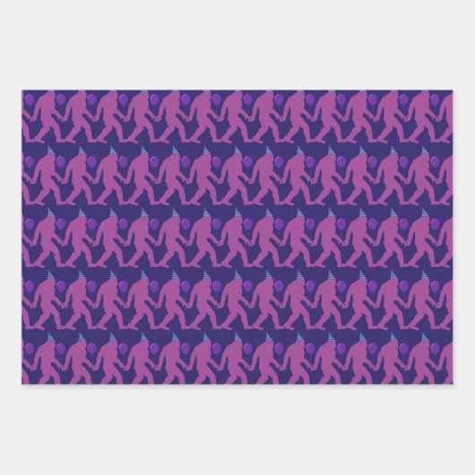 よくはしゃぐ&ブおもしろいライト誕生日カラフルビッグフット ラッピングペーパーシート (正面)