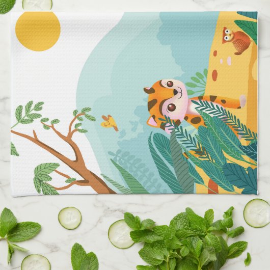 よくはしゃぐ&説明よくはしゃぐ的Jungle Cubデジタル キッチンタオル (折り畳み)