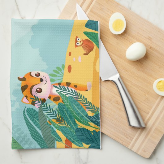 よくはしゃぐ&説明よくはしゃぐ的Jungle Cubデジタル キッチンタオル (四つ折り)