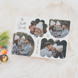 よくはしゃぐChristmasモダン Photo Collage シーズンカード<br><div class="desc">共有とクリスマスフォトユニークカーモダンドで休日の喜び！正面には、円、アーチ、花よくはしゃぐ、波状の長方形など4枚の写真が並んでいる。おもしろいがホリデーカー伝統的ドデザインにツイスト。あなたの家族の名前は上書隅のスクリプトで表示され離れますが、一方で"Happy Holidays" （または自分のの挨拶）はtouchを追加し、長方形の端に沿って90度回転させた。年は、図形の間の宇宙で2行に分割される。それを裏返して背中にフルサイズのポートレートを明らかにし、あなたのクリスマスカスタムメッセージは愛で署名した。このカードは、おもしろい、新鮮で忘れられない方法で彼らの休日の応援を共有したい人に最適だ！このデザインはデジタルダウンロードとしても利用可能である。このページにリンクされているコレクションを表示してクリスマスアイテムに一致させるか、弊社のストアを参照してホリデーカードを追加。</div>