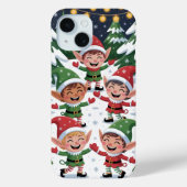 よくはしゃぐChristmas Elfs Snow iPhone / iPadケース Case-Mate iPhoneケース (裏面)
