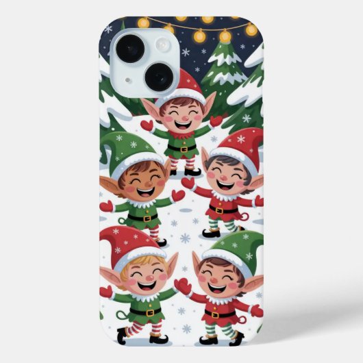 よくはしゃぐChristmas Elfs Snow iPhone / iPadケース Case-Mate iPhoneケース (裏面)