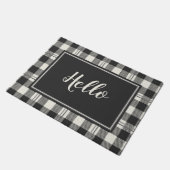 よくはしゃぐHello Buffalo Plaidフォーマットデザイン ドアマット (アングル)