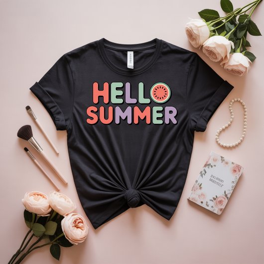 "よくはしゃぐHello Summer"スイカのベクトルイラストレストラット Tシャツ