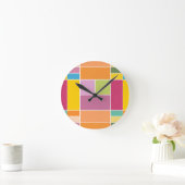 よくはしゃぐSpringtimeジオメトリブロック ラウンド壁時計 (ホーム)