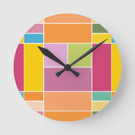 よくはしゃぐSpringtimeジオメトリブロック ラウンド壁時計