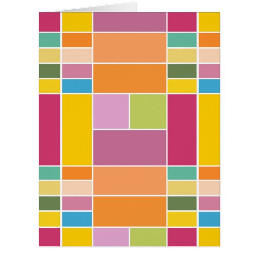 よくはしゃぐSpringtime Geometric Blocksグリーティングカード (正面)